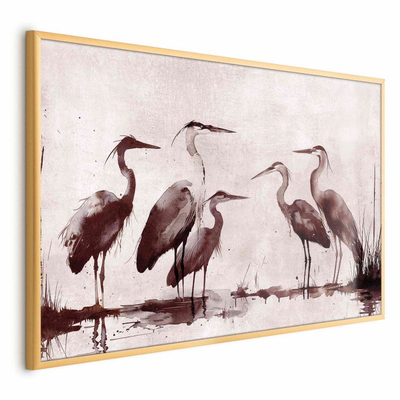 Plakat Artgeist Malowane czaple 42x29,7 cm z ramą złotą 1 szt
