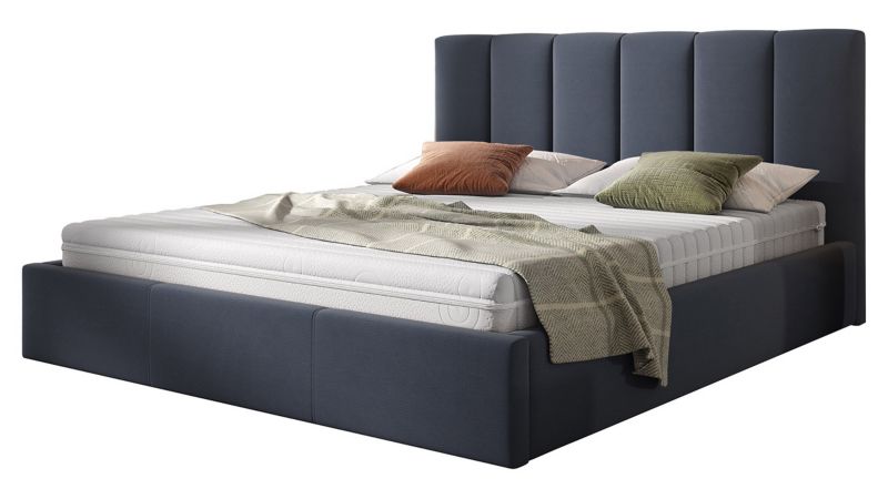 Łóżko tapicerowane MIRJAN 24 Nick stelaż metalowy 160x200 niebieski jeans 1 szt.