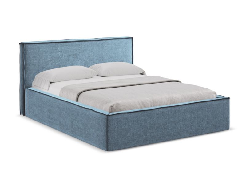 Łóżko Makamii Anani z tkaniny szenilowej 160x200 jeans 1 szt.