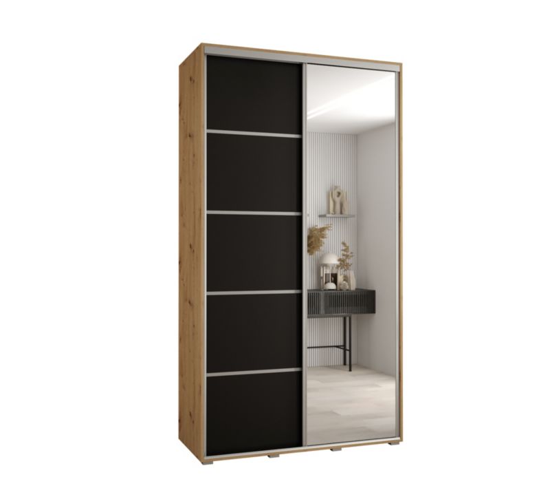 Szafa przesuwna Abiks DAVOS 5 wysoka szer.140cm gł.60cm artisan/czarny/srebrny 1szt.