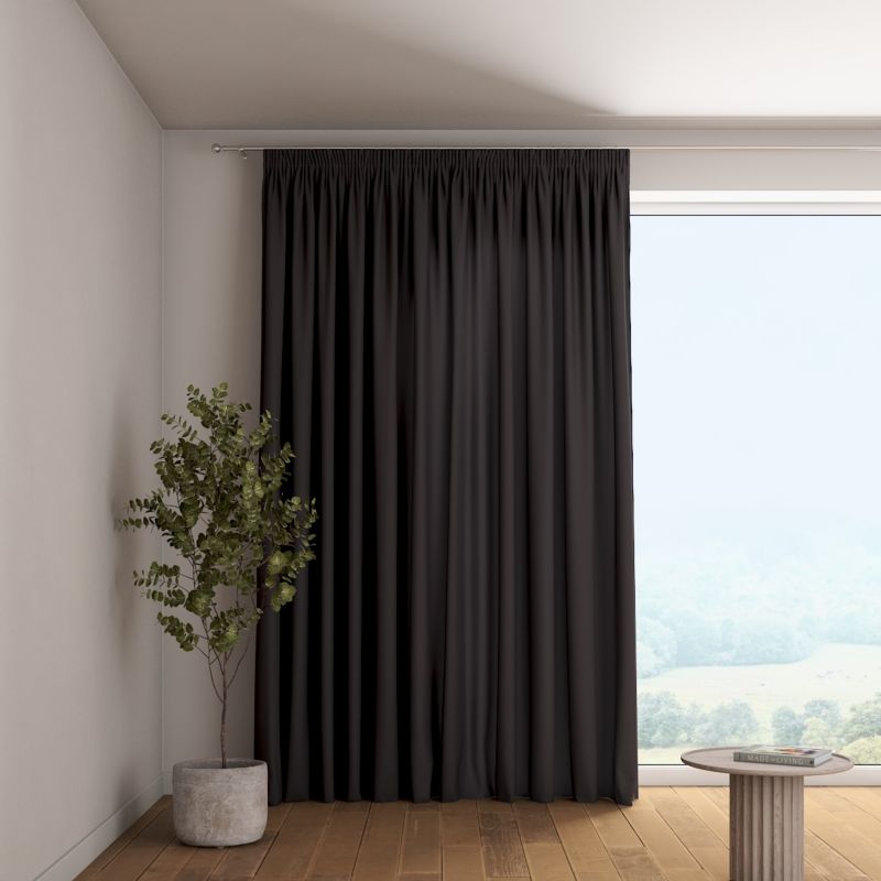 Zasłona na taśmie marszczącej 1 szt. 130 x 260 cm Dekoria shadow grey (grafitowy) 1 szt.