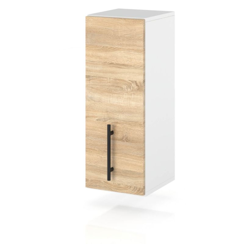Szafka Kuchenna Hurtownia-Mebli Wisząca W15 sPremium 15cm Biały Mat Dąb Sonoma 15x32x72 cm 1szt.