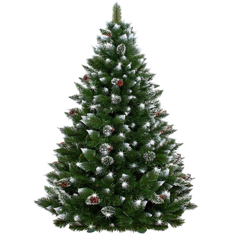 Sztuczna choinka Springos 120 cm sosna ośnieżona z szyszkami drzewko świąteczne 1 szt.