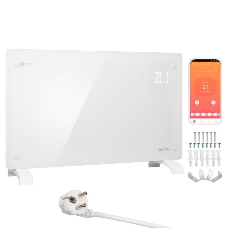 Grzejnik elektryczny konwektorowy szklany Warmtec 2000W WiFi biały EGW-20B