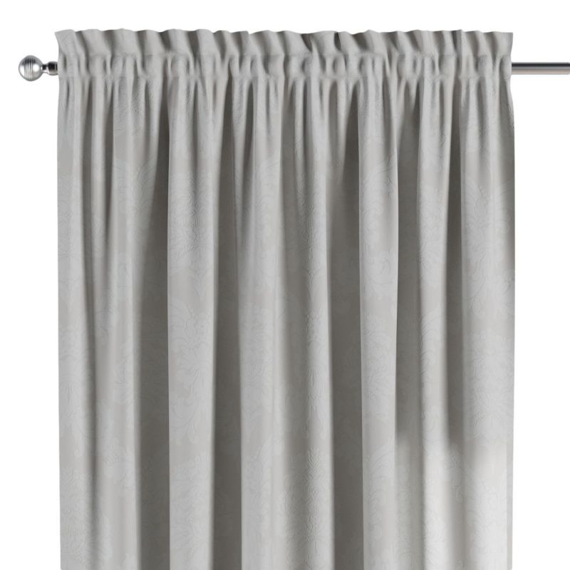 Zasłona na kanale z grzywką 1 szt. 130 x 260 cm Dekoria liście akantu na jasno-popielatym tle 1 szt.