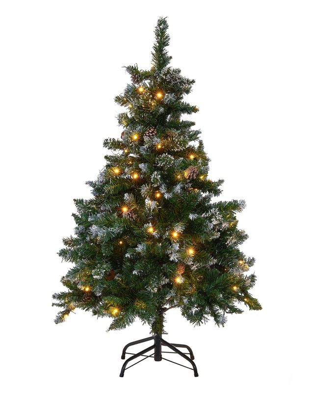 Ośnieżona sztuczna choinka ze światełkami 120 cm zielona Palomar 1 szt.