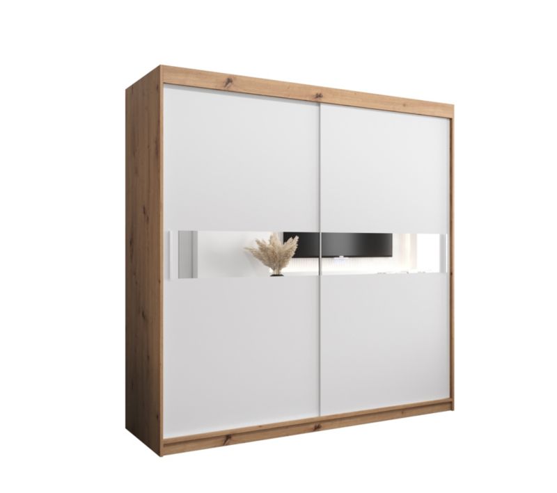 Szafa przesuwna Garderoba Abiks HAWANA 3 200 dąb artisan + biały mat 1 szt.