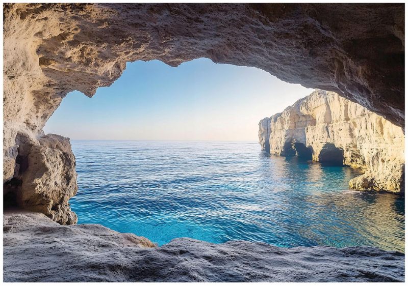 Fototapeta 3D Ocean Jaskinia Morze Do Salonu Sypialni WALLARENA 350x250 cm Tapeta Na Flizelinie 1 szt.
