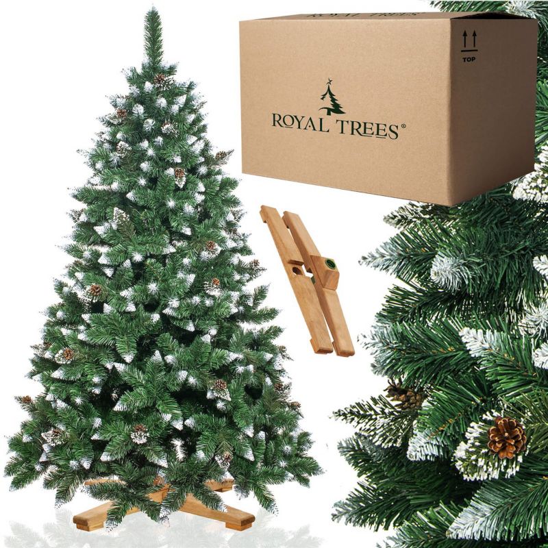 Choinka sztuczna z szyszkami Springos Premium Royal Trees 240 cm sosna diamentowa ośnieżona 1 szt.