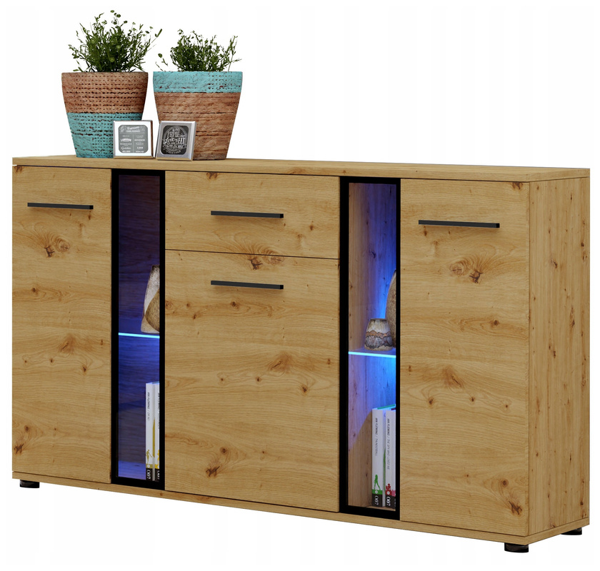 Nowoczesna komoda do salonu 140 cm Dąb Artisan CUBE