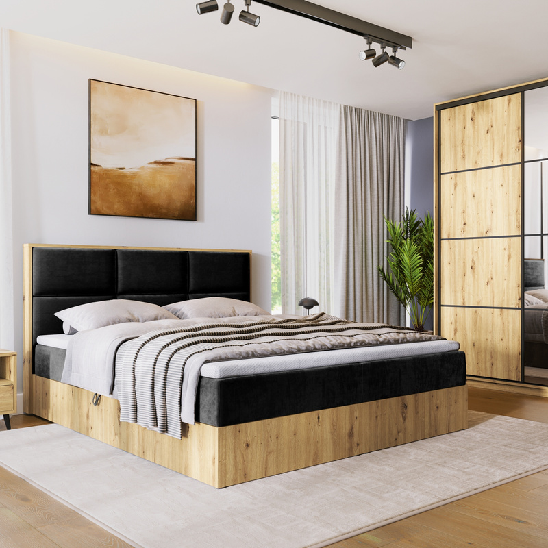 Łóżko kontynentalne 160x200 cm z pojemnikiem na pościel LOFT