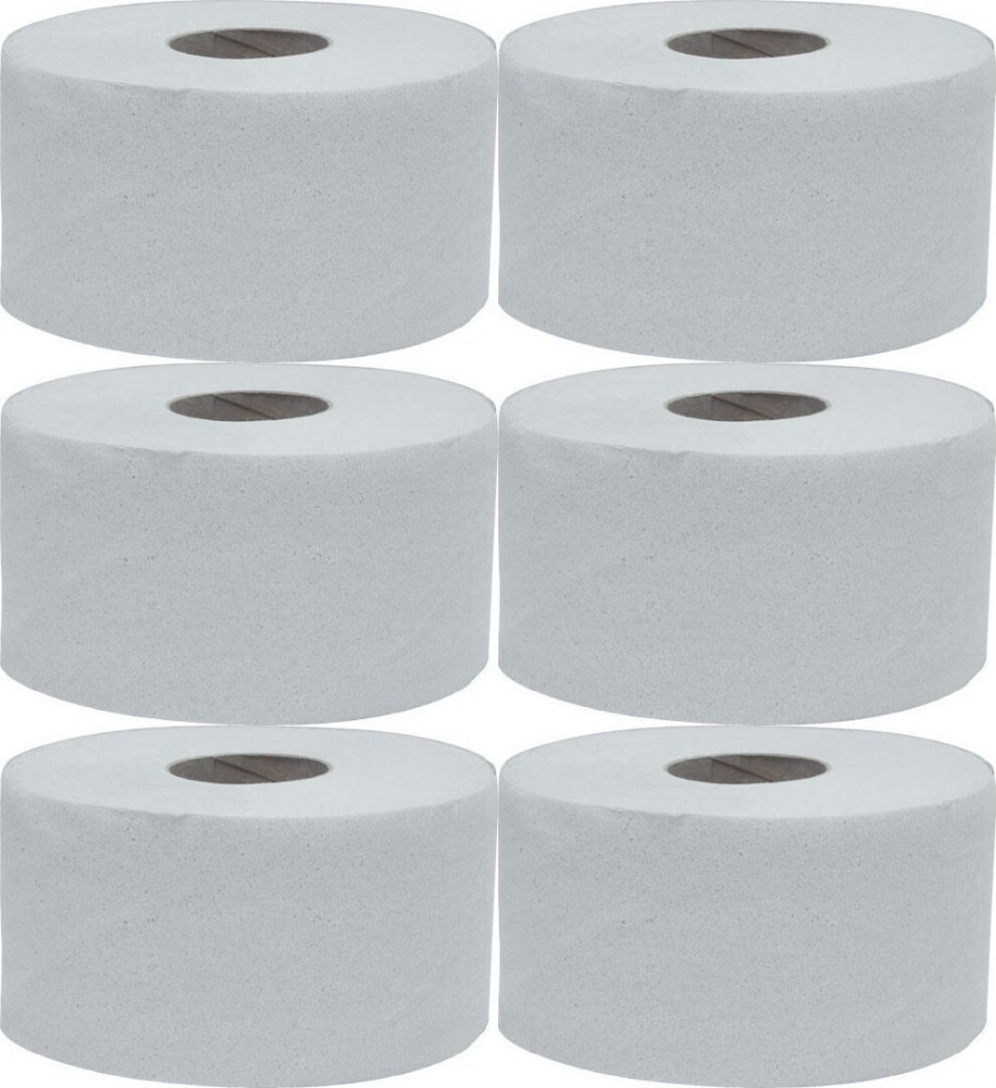 6x Papier toaletowy Papyrus Mini Jumbo, 1-warstwowy, 9.5cmx140m, szary