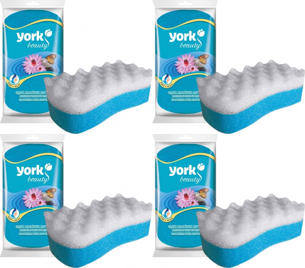 4x Gąbka masażowa York Motyl, 140x260x60 mm