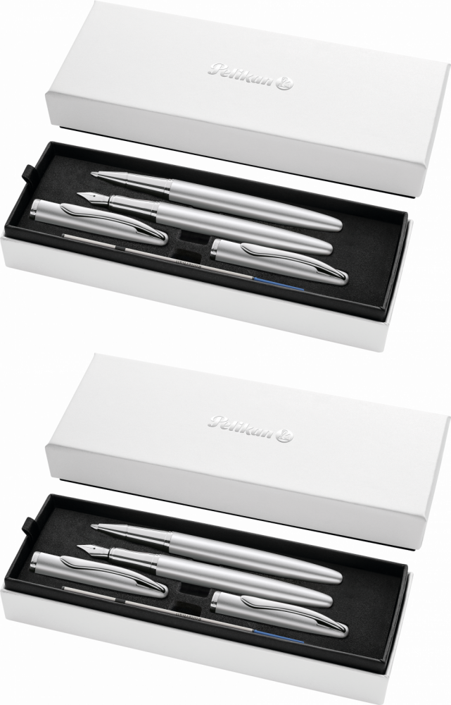 2x Zestaw Pelikan Jazz Noble Elegance Silver, pióro wieczne + pióro kulkowe