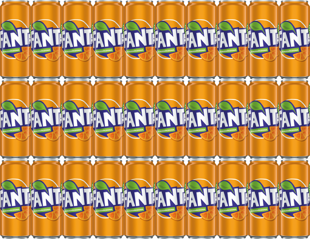 72x Napój gazowany Fanta, puszka Sleek, 0.33l