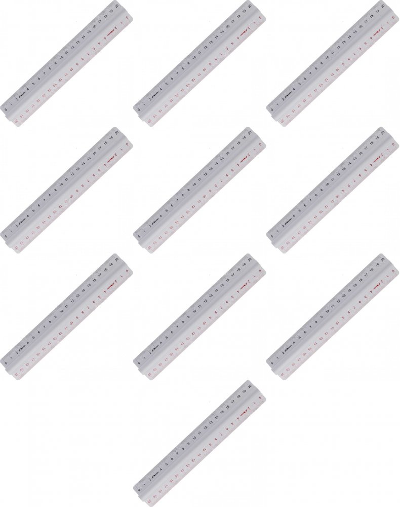 10x Linijka aluminiowa Leniar, z uchwytem, 20cm