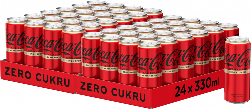 48x Napój gazowany Coca-Cola Zero bez kofeiny, puszka Sleek, 0.33l