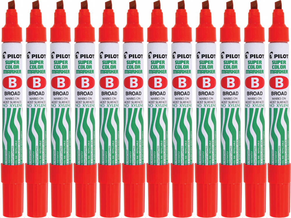 12x Marker permanentny Pilot SCA-B, ścięta, 4.5mm, czerwony