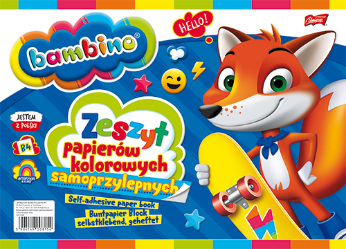 Zeszyt papierów kolorowych Bambino Zwierzaki Uczniaki, samoprzylepny, B4, 8 kartek