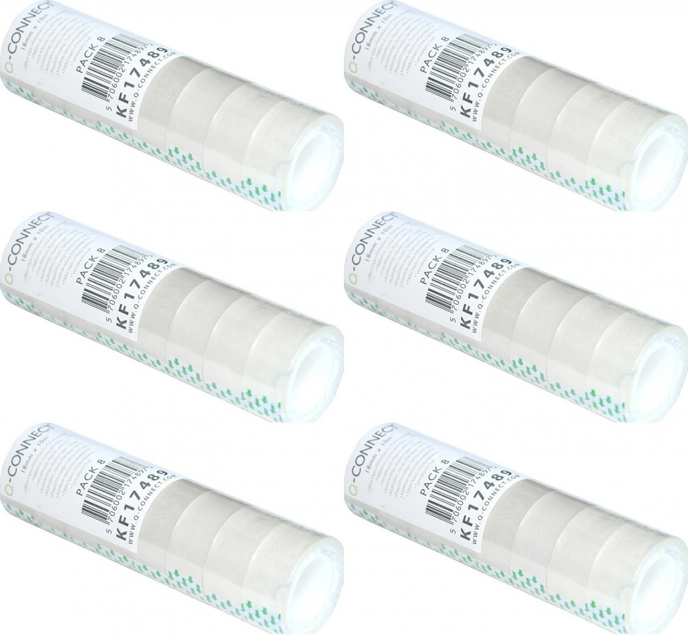 6x Taśma klejąca Q-Connect, 18mmx10m, 8 sztuk, przezroczysty