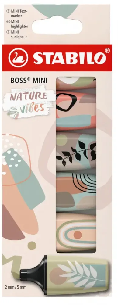 Zakreślacze Stabilo Boss Mini Nature Vibes, ścięta, 6 sztuk, mix kolorów