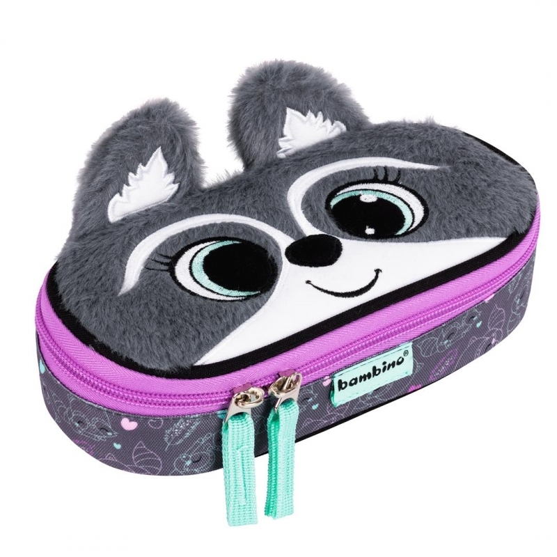 Piórnik szkolny Bambino PCL1 Racoon, usztywniany, 9.5x21x3.5cm