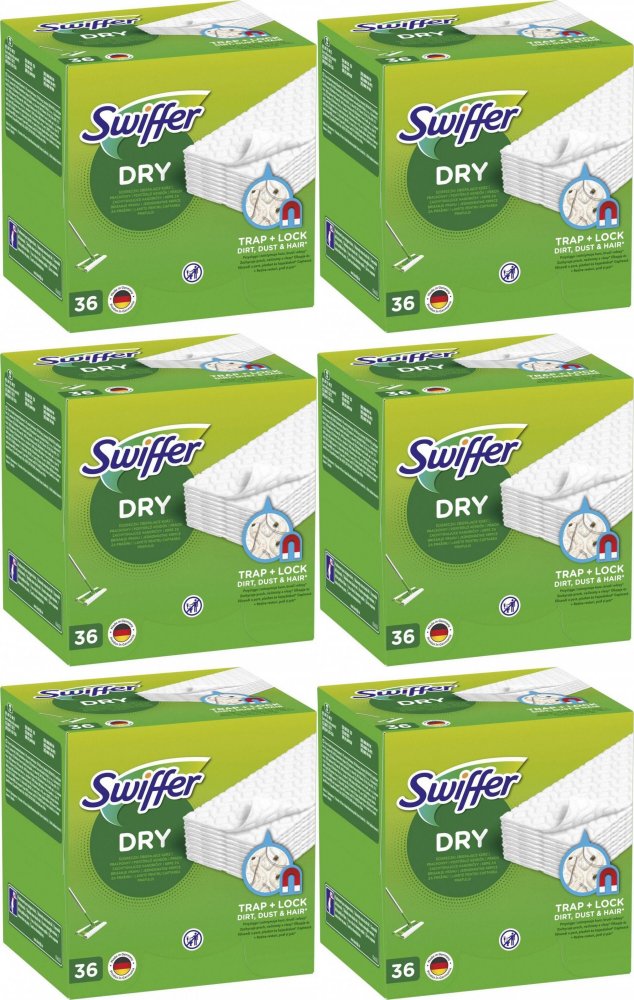 6x Ściereczki do mopa Swiffer Sweeper, suche, 36 sztuk