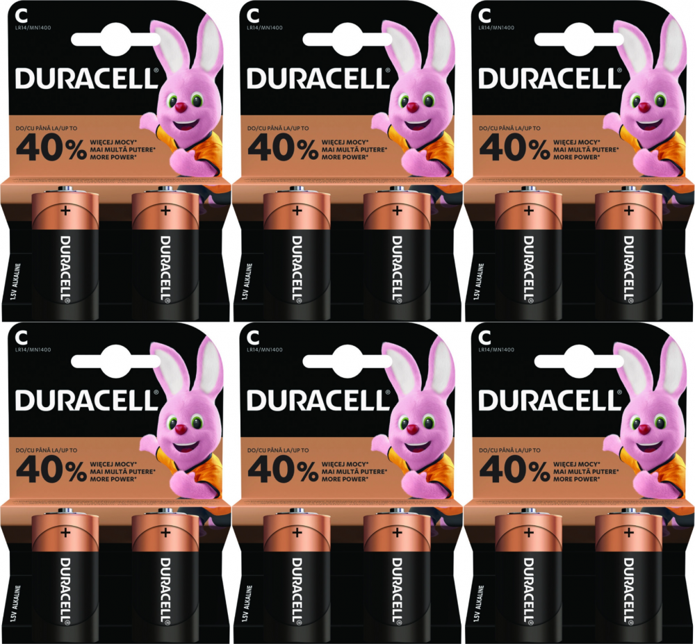 6x Bateria alkaliczna Duracell, LR14/C, 2 sztuki