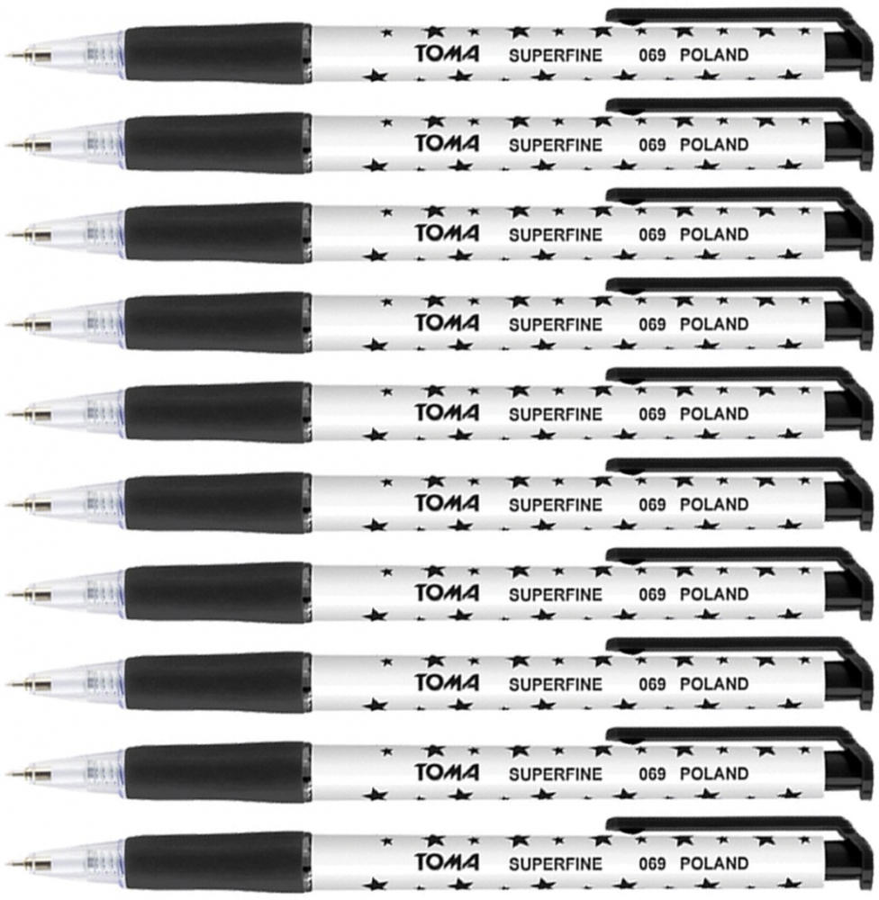 10x długopis automatyczny Toma, Superfine 069, 0.5mm, czarny