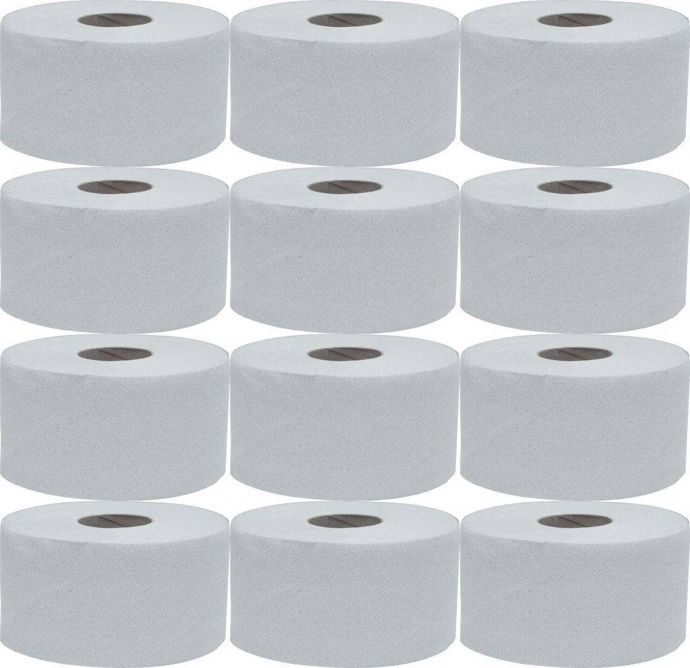 12x Papier toaletowy Papyrus Mini Jumbo, 1-warstwowy, 9.5cmx140m, szary