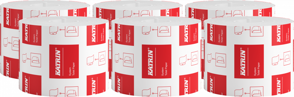 6x Papier toaletowy Katrin Classic System Toilet ECO, 2-warstwowy, 9.9cmx92m, biały