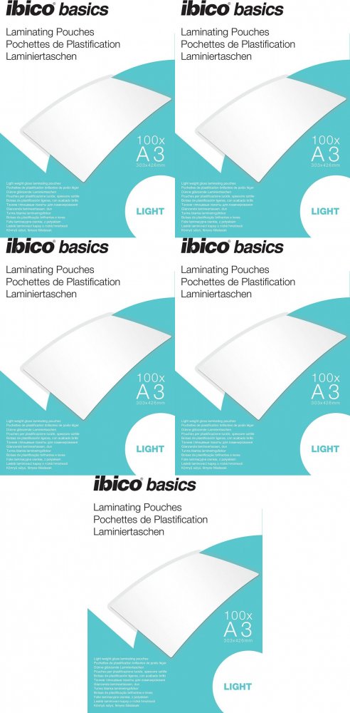 5x Folia do laminowania Ibico, 303x426mm, A3, 2x75 μm, 100 arkuszy
