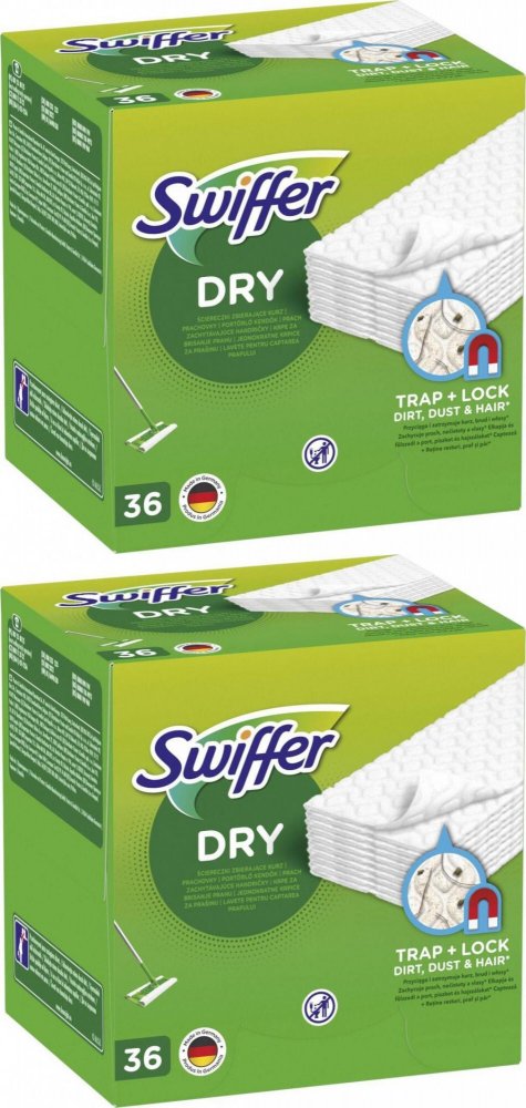 2x Ściereczki do mopa Swiffer Sweeper, suche, 36 sztuk