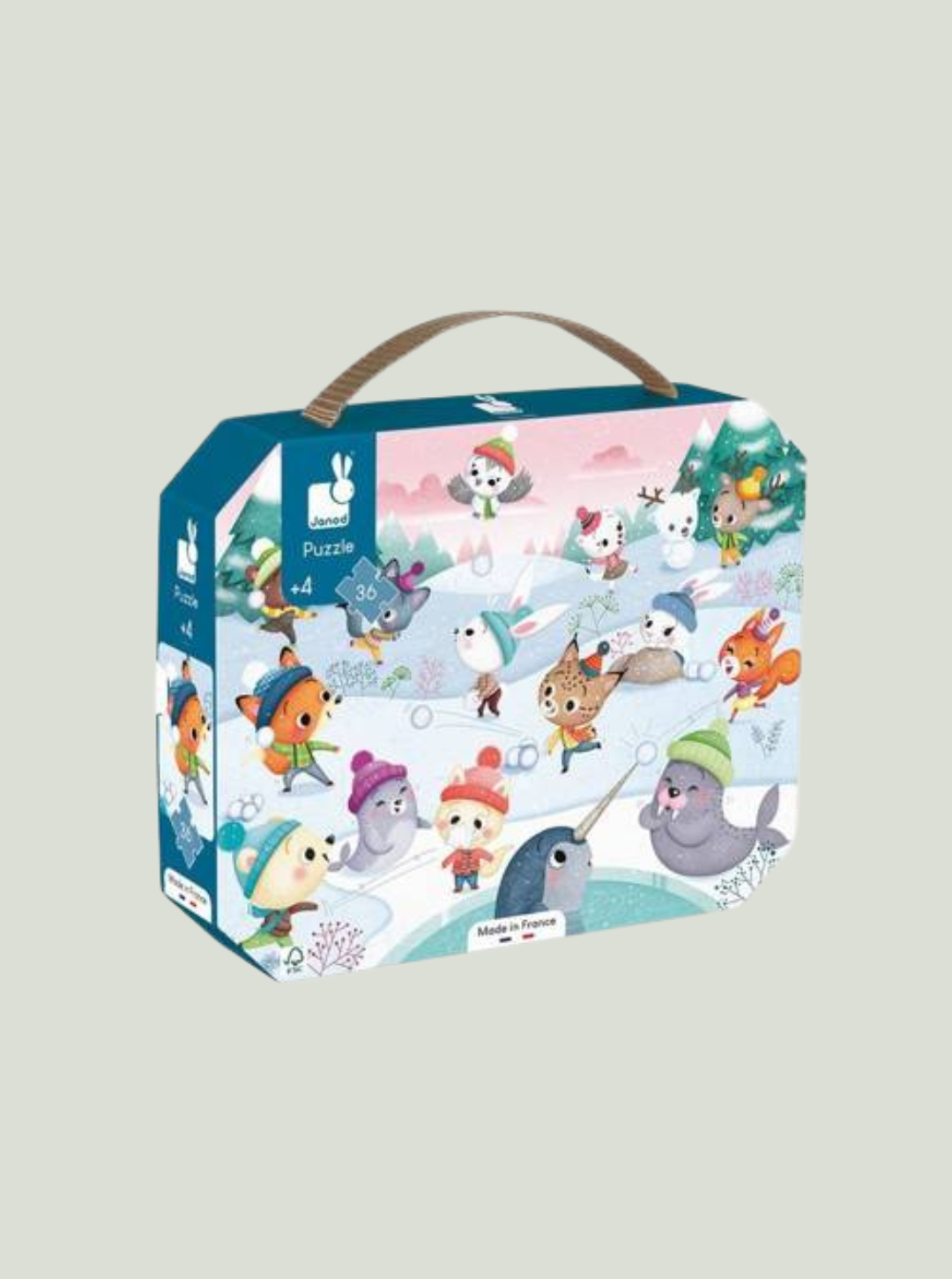 Puzzle w walizce Zabawa na śniegu 36 elementów 4+ JANOD
