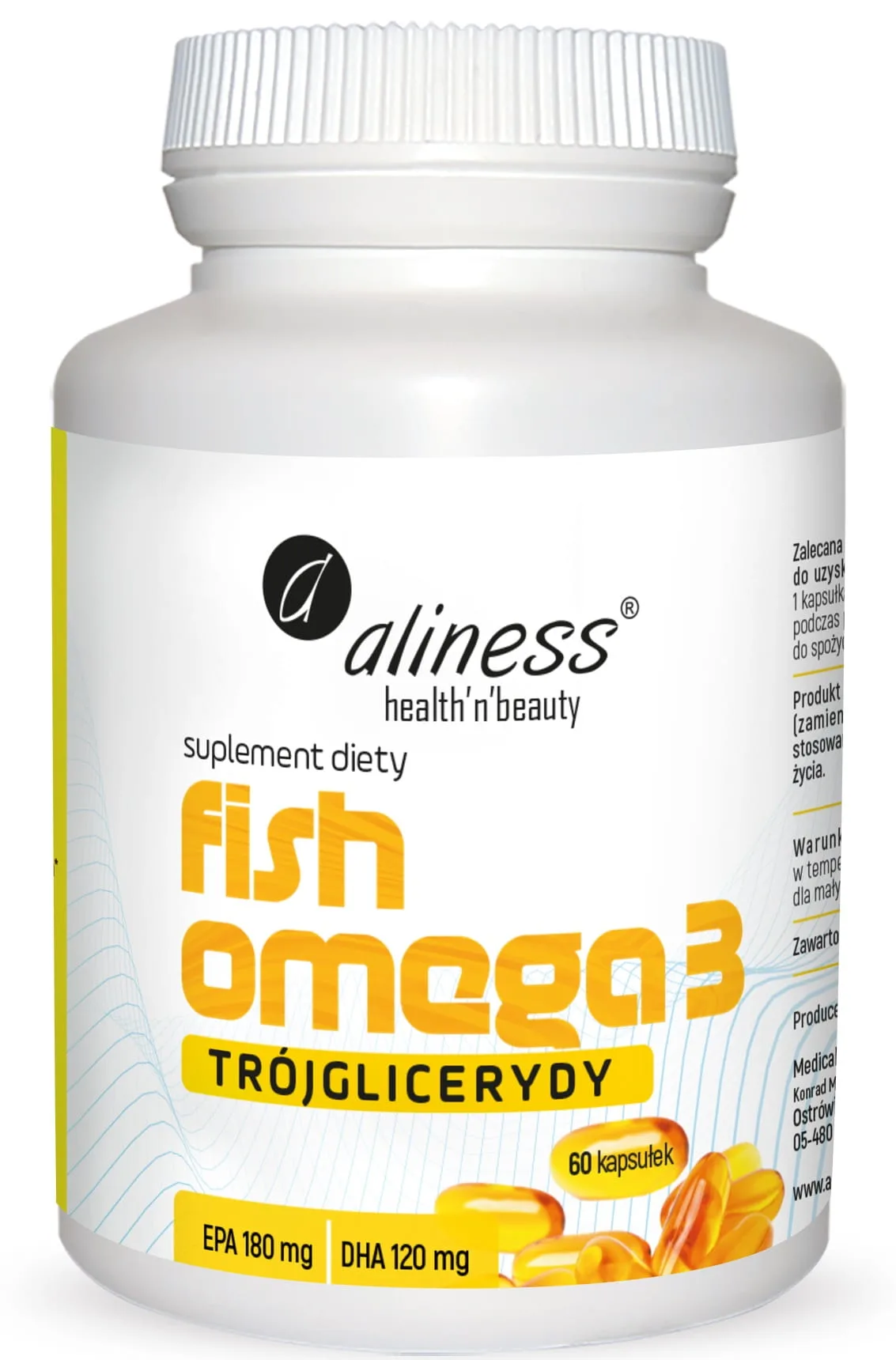 Fish Omega 3 Trójglicerydy 180/120 mg 60kaps. Aliness