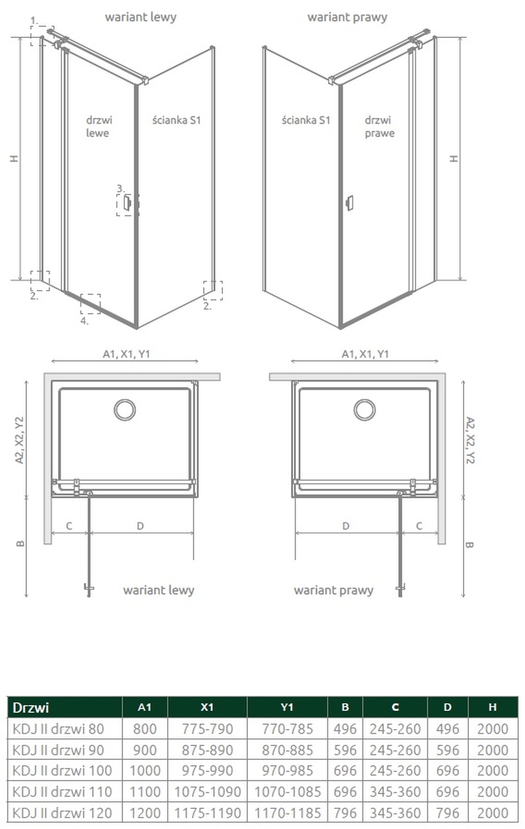 Radaway Nes KDJ II drzwi prysznicowe 120 cm złoty szczotkowany/szkło przezroczyste 10032120-99-01R