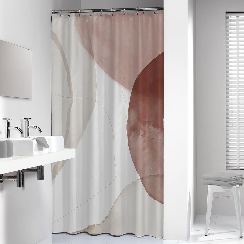 Sealskin Earth zasłona prysznicowa 180x200 cm poliester ciemny różowy/złamana biel 800139