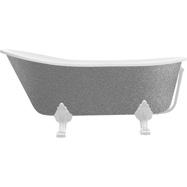 BESCO Wanna wolnostojąca OLAYA GLAM SREBRNA 160x68 cm nogi białe #WAO