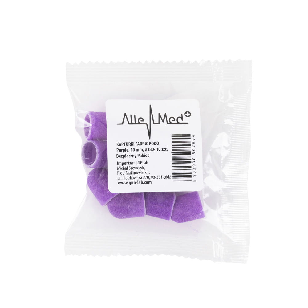 Kapturki do pedicure 10 mm gradacja 180 10 szt Fabric Podo AlleMed Fioletowy Purple