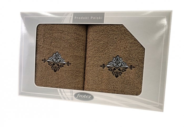 Komplet ręczników GRENO GIFT 70x140 + 50x100 100% bawełna wz. 3 beż