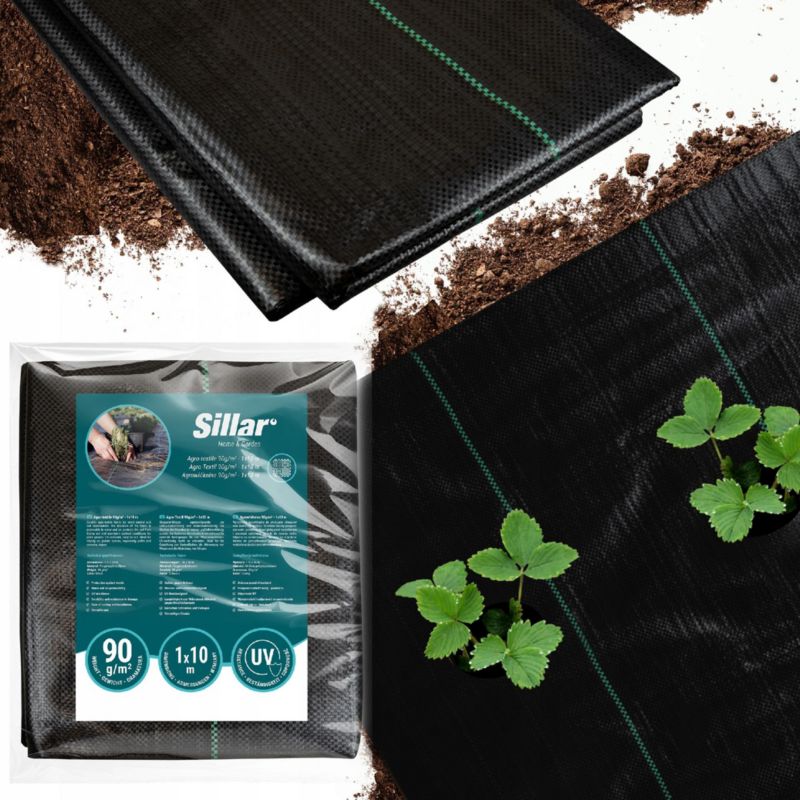 Agrotkanina, Sillar, antychwastowa, mata ogrodowa, odporność UV, 90g/m2, 1x10m, czarna, 1szt