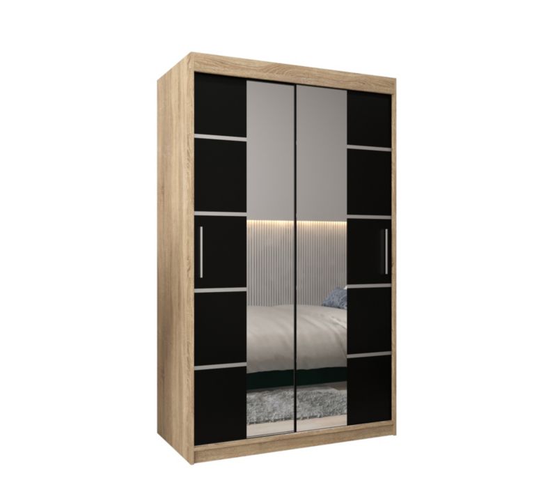 Szafa przesuwna Garderoba Abiks Verona 4 120 sonoma + czarny 1 szt.