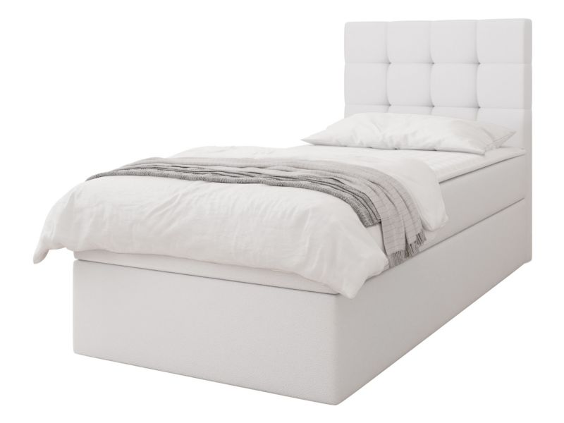 Łóżko kontynentalne MIRJAN 24 Luanda Single 90x200 biała ekoskóra 1 szt.