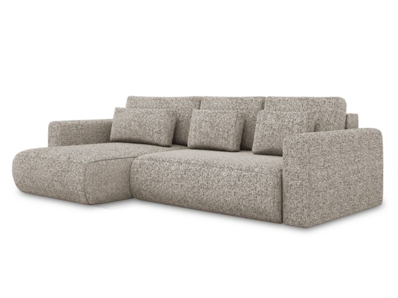 Narożnik lewostronny z funkcją spania Makamii Kapua z tkaniny strukturalnej 278x149 cm ciemny beż 1 szt.