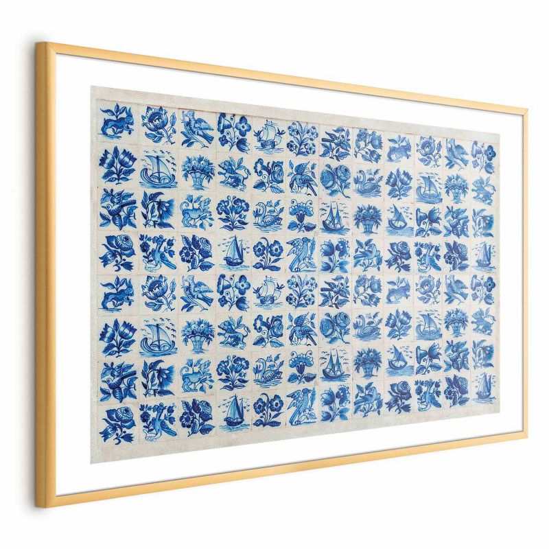 Plakat Artgeist Płytki azulejos 90x60 cm z ramą złotą 1 szt