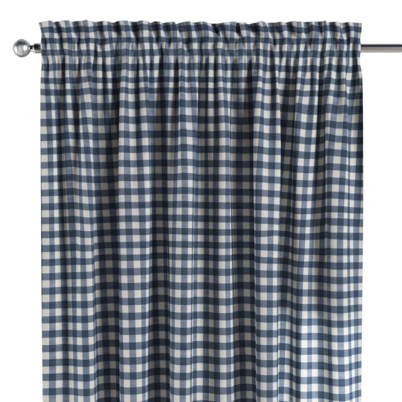 Zasłona na kanale z grzywką 1 szt. 130 x 245 cm Dekoria granatowo-biała kratka (1,5x1,5cm) 1 szt.