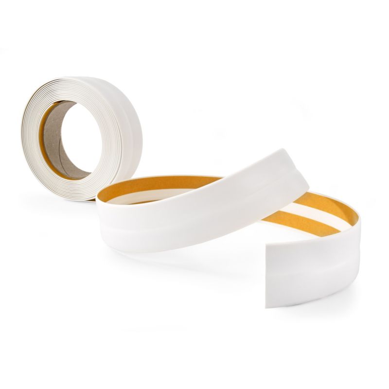 Listwa wykończeniowa PCV 18x18mm, QUEST, samoprzylepna, elastyczna, miękka taśma dekoracyjna, biały, 20m