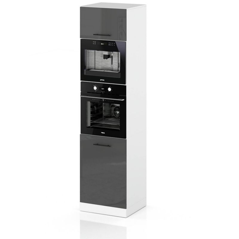 Szafka Kuchenna Hurtownia-Mebli Stojąca Do zabudowy piekarnika S60M sPremium 60cm Biały Mat Szary Połysk 60x58x211 cm 1szt.