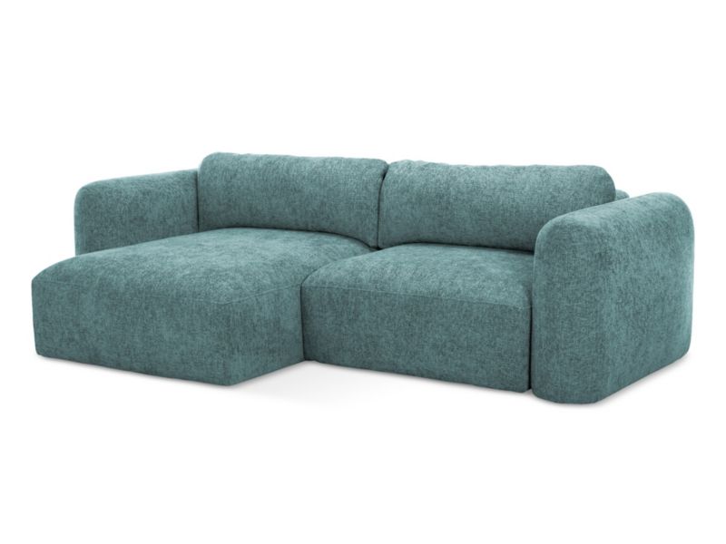 Narożnik lewostronny z funkcją spania Makamii Mele z tkaniny szenilowej 266x160 cm jeans 1 szt.