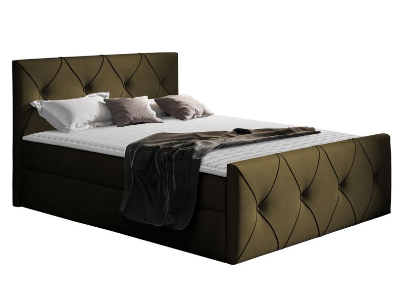 Łóżko kontynentalne MIRJAN 24 Crystal Lux 180x200 ciemna oliwka 1 szt.